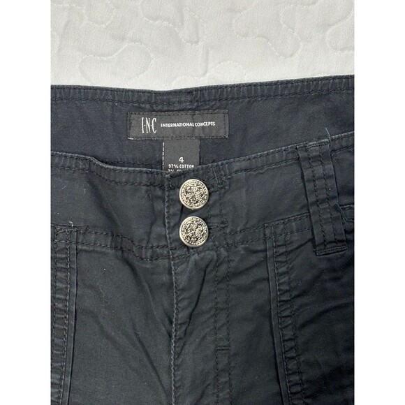INC International Concepts Black Chino Y2K 4” inseam shorts size 4 - Picture 2 of 7